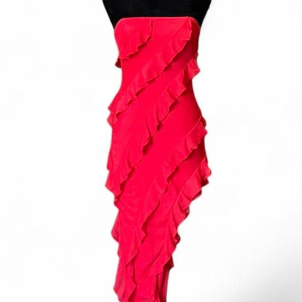 90s Bodycon Red Ruffle Dress – Flamenco Latin Dance Dress Size M